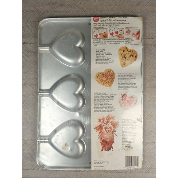 Vintage Wilton Heart Cookie Treat Pan Mold 1995 Aluminum Retro Bakeware - Picture 3 of 5